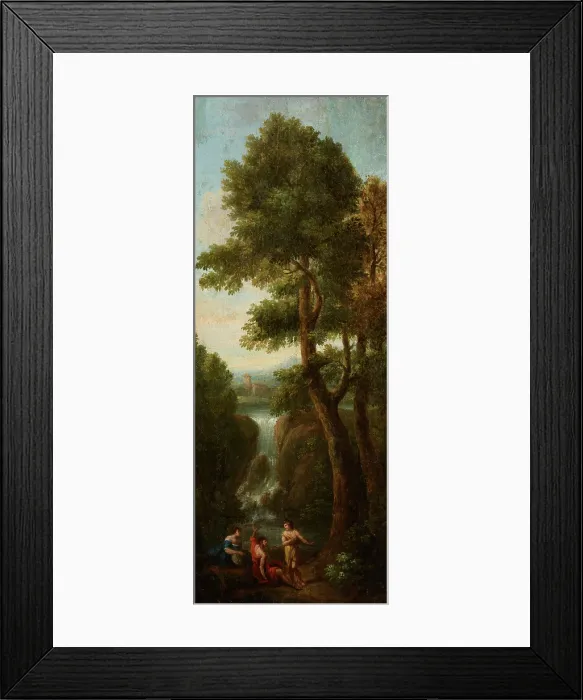 Framed Print : Three Figures in a Landscape-Fragment of a Painting, c1650. Creator: Unknown Framed Print : Three Figures in a Landscape-Fragment of a Painting, c1650. Creator: Unknown