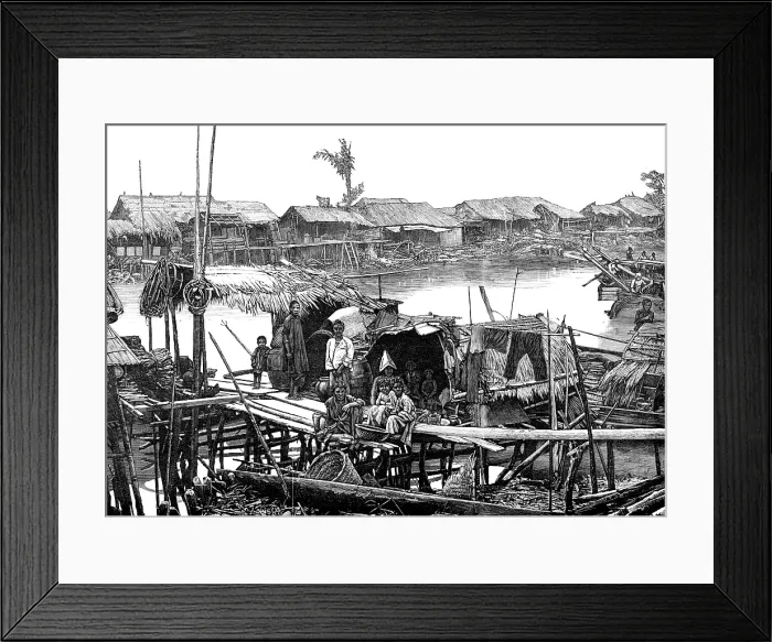 Framed Print : Sketches in Annam: a riverside dwelling, 1883. Creator: Unknown Framed Print : Sketches in Annam: a riverside dwelling, 1883. Creator: Unknown