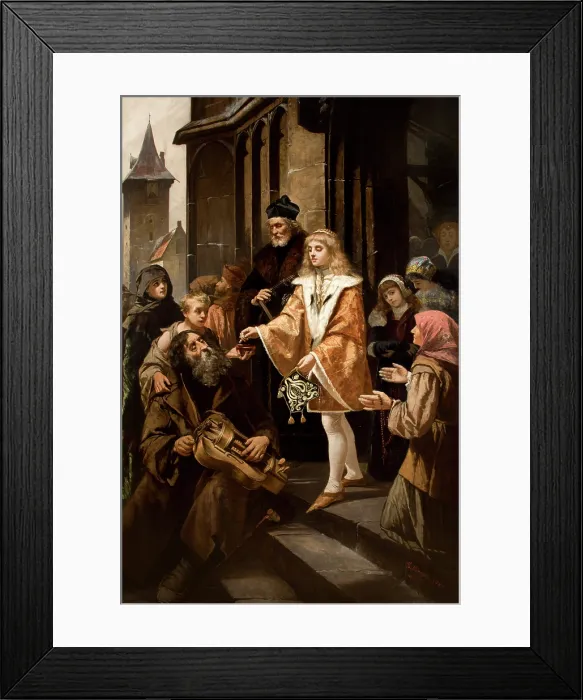 Framed Print : Saint Casimir Giving Alms, 1884. Creator: Kazimierz Mirecki Framed Print : Saint Casimir Giving Alms, 1884. Creator: Kazimierz Mirecki