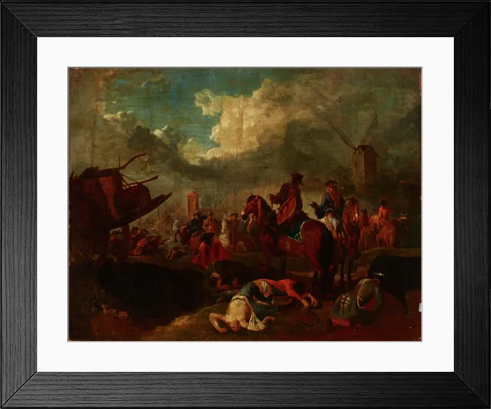 Framed Print : Battle Scene, 18th century. Creator: August Querfurt Framed Print : Battle Scene, 18th century. Creator: August Querfurt