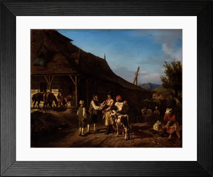 Framed Print : Scene in Front of an Inn, 1867. Creator: Wilhelm Leopolski Framed Print : Scene in Front of an Inn, 1867. Creator: Wilhelm Leopolski
