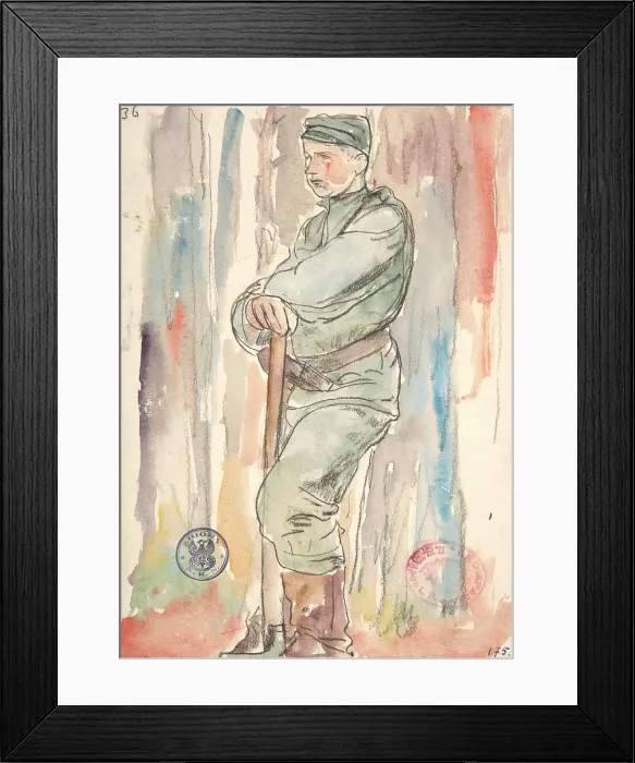Framed Print : Soldier of the Polish Legions Digging Trenches, March-April 1916. Creator: Leopold Gottlieb Framed Print : Soldier of the Polish Legions Digging Trenches, March-April 1916. Creator: Leopold Gottlieb