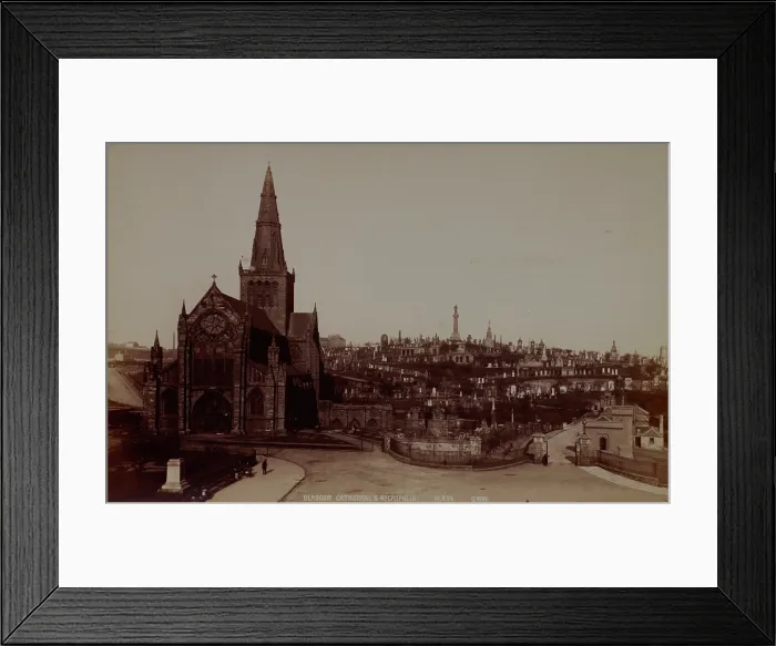 Framed Print : Cathedral Church of St Mungo and cemetery seen from the west, Glasgow, 1890-1900. Creator: Unknown Framed Print : Cathedral Church of St Mungo and cemetery seen from the west, Glasgow, 1890-1900. Creator: Unknown