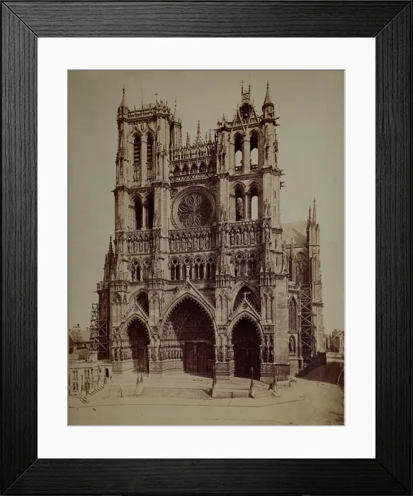 Framed Print : Cathedral Basilica of Our Lady of Amiens - western facade, Amiens, around 1880. Creator: Unknown Framed Print : Cathedral Basilica of Our Lady of Amiens - western facade, Amiens, around 1880. Creator: Unknown