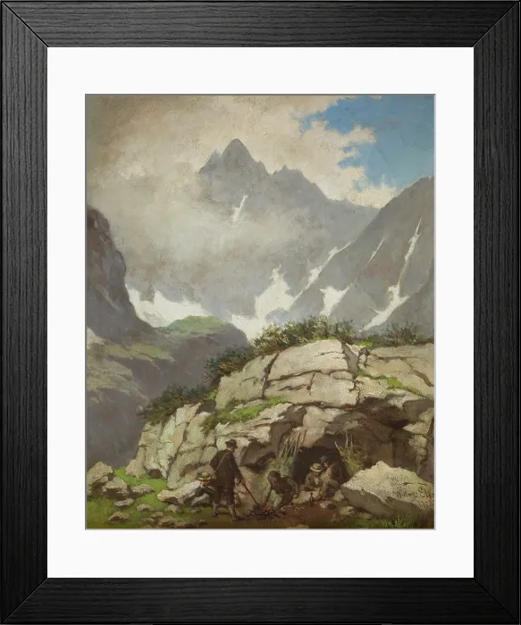 Framed Print : Rock Refuge of Reverend Stolarczyk in the Tatra Mountains, 1876. Creator: Walery Eljasz Radzikowski Framed Print : Rock Refuge of Reverend Stolarczyk in the Tatra Mountains, 1876. Creator: Walery Eljasz Radzikowski