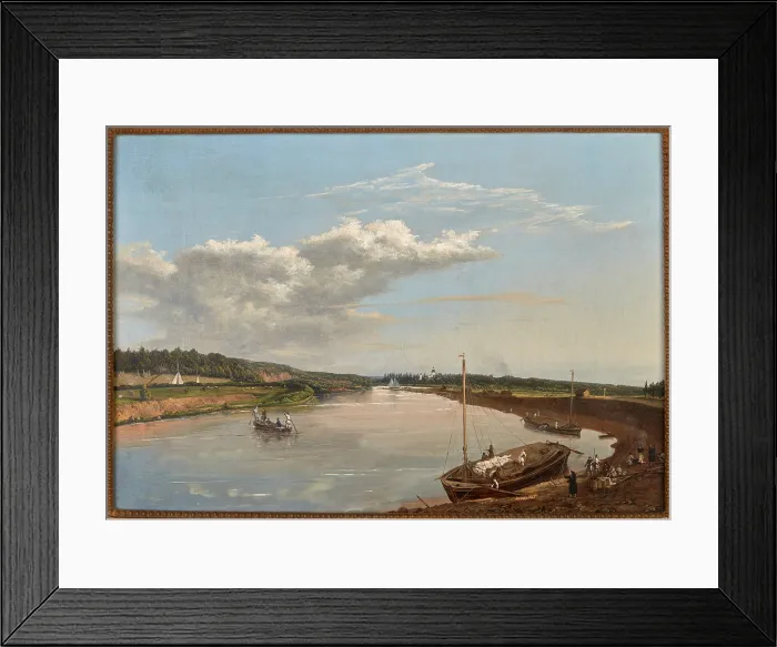 Framed Print : View of Pozajscie on the Niemen River, 1845. Creator: Wincenty Dmochowski Framed Print : View of Pozajscie on the Niemen River, 1845. Creator: Wincenty Dmochowski