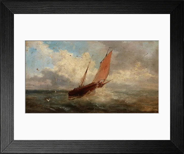 Framed Print : View of the Sea-Boat at the Sea, c1850. Creator: Jules Coignet Framed Print : View of the Sea-Boat at the Sea, c1850. Creator: Jules Coignet
