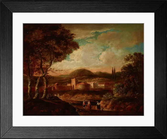 Framed Print : Italian Landscape with City Walls, 1st half of 18th century. Creator: Unknown Framed Print : Italian Landscape with City Walls, 1st half of 18th century. Creator: Unknown