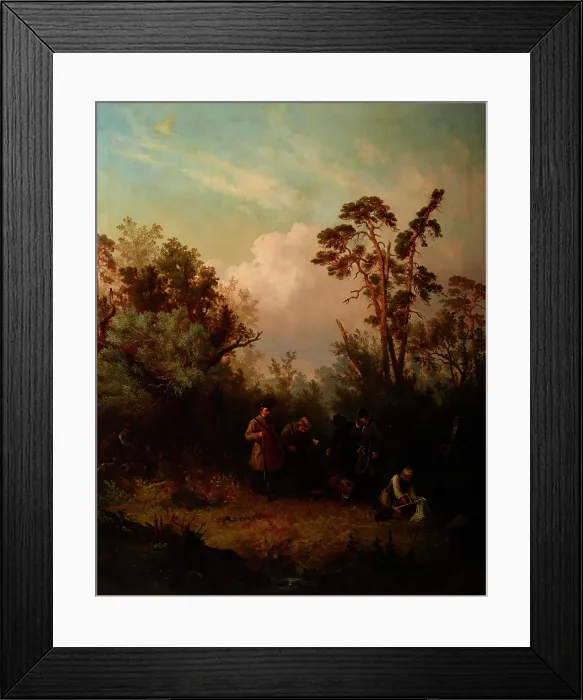 Framed Print : Boar-Hunting, 1857. Creator: Franciszek Kostrzewski Framed Print : Boar-Hunting, 1857. Creator: Franciszek Kostrzewski