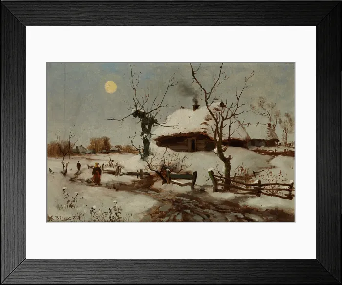 Framed Print : Cottages in Snow, c1890. Creator: Seweryn Bieszczad Framed Print : Cottages in Snow, c1890. Creator: Seweryn Bieszczad