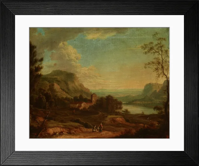 Framed Print : Landscape with a Genre Scene, 1761. Creator: Johann Christian Vollerdt Framed Print : Landscape with a Genre Scene, 1761. Creator: Johann Christian Vollerdt