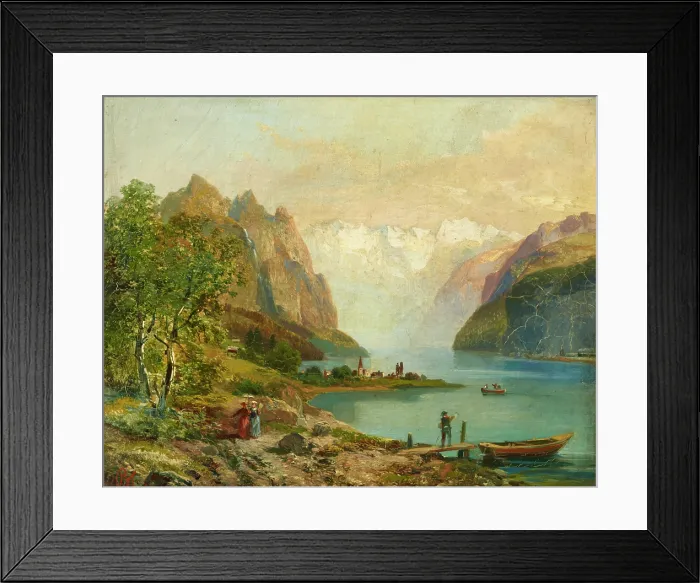 Framed Print : Walensee (Lake of Wallenstat), 19th century. Creator: Bernhard Michling Framed Print : Walensee (Lake of Wallenstat), 19th century. Creator: Bernhard Michling