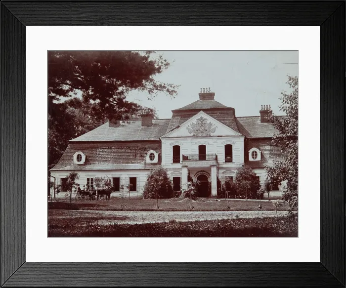 Framed Print : Manor house of the Lubomirski family - front facade, Charzewice, 1895-1905. Creator: Unknown Framed Print : Manor house of the Lubomirski family - front facade, Charzewice, 1895-1905. Creator: Unknown