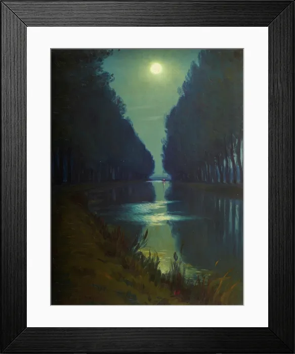 Framed Print : Canal de Chelles (Clair de Lune), 2nd half of 19th century. Creator: Charles Guilloux Framed Print : Canal de Chelles (Clair de Lune), 2nd half of 19th century. Creator: Charles Guilloux