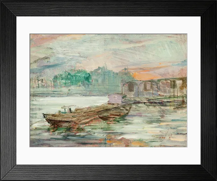 Framed Print : Barges on the Seine, 1893. Creator: Stanislaw Wyspianski Framed Print : Barges on the Seine, 1893. Creator: Stanislaw Wyspianski