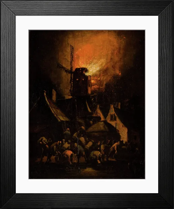 Framed Print : Windmill Fire, between 1654-1664. Creator: Egbert van der Poel Framed Print : Windmill Fire, between 1654-1664. Creator: Egbert van der Poel