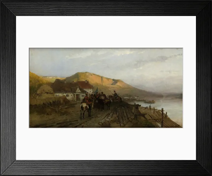 Framed Print : On the Dniester River, 1875. Creator: Jozef Brandt Framed Print : On the Dniester River, 1875. Creator: Jozef Brandt