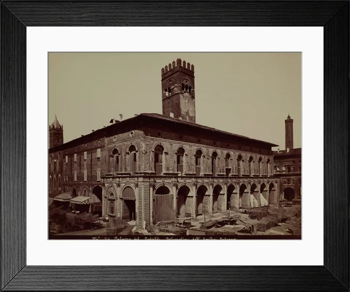 Framed Print : Palazzo del Podesta, Piazza Maggiore, Bologna, around 1880. Creator: Emilia