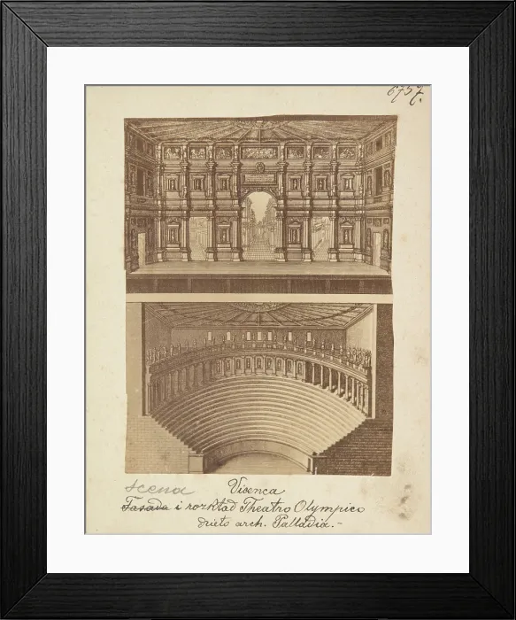 Framed Print : Design of the Olympic Theatre (Teatro Olimpico) by Andrea Palladio, Vicenza, 1870-1880. Creator: Unknown Framed Print : Design of the Olympic Theatre (Teatro Olimpico) by Andrea Palladio, Vicenza, 1870-1880. Creator: Unknown