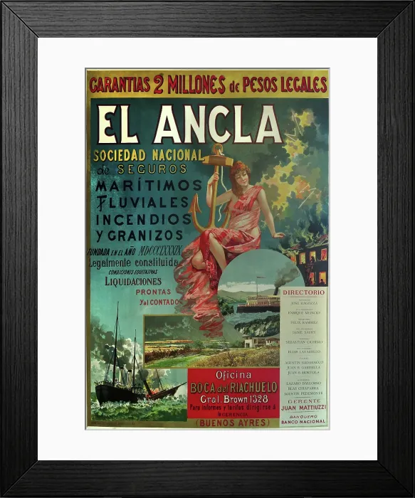 Framed Print : El Ancla Seguros Sociedad Nacional, 1900-1905. Creator: Simonetti, Cesare (1862-1912) Framed Print : El Ancla Seguros Sociedad Nacional, 1900-1905. Creator: Simonetti, Cesare (1862-1912)