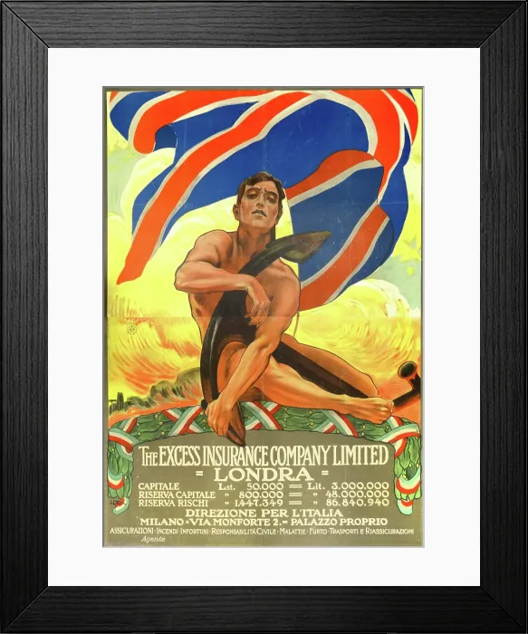 Framed Print : The Excess Insurance Company Limited, 1910s. Creator: Metlicovitz, Leopoldo (1868-1944) Framed Print : The Excess Insurance Company Limited, 1910s. Creator: Metlicovitz, Leopoldo (1868-1944)