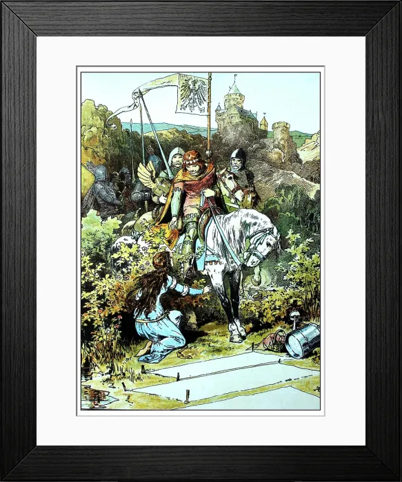 Framed Print : Illustration for 'The Three Sisters' by Brothers Grimm, c1899. Creator: Zick, Alexander (1845-1907) Framed Print : Illustration for 'The Three Sisters' by Brothers Grimm, c1899. Creator: Zick, Alexander (1845-1907)