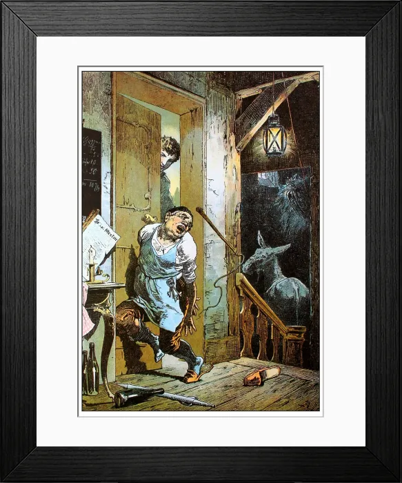 Framed Print : Illustration for 'The Wishing-Table, the Gold-Ass, and the Cudgel in the Sack' by Brothers... c1899 Creator: Zick, Alexander (1845-1907) Framed Print : Illustration for 'The Wishing-Table, the Gold-Ass, and the Cudgel in the Sack' by Brothers... c1899 Creator: Zick, Alexander (1845-1907)