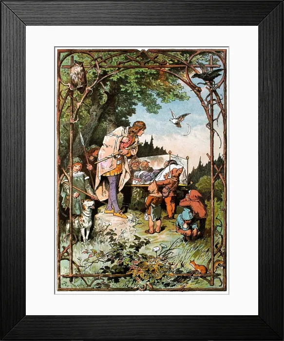 Framed Print : Illustration for 'Snow White and the Seven Dwarfs' by Brothers Grimm, c1899. Creator: Zick, Alexander (1845-1907) Framed Print : Illustration for 'Snow White and the Seven Dwarfs' by Brothers Grimm, c1899. Creator: Zick, Alexander (1845-1907)