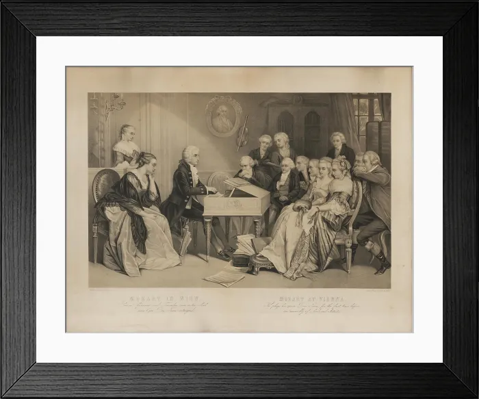 Framed Print : Mozart at Vienna. He plays his opera Don Juan for the first time, c1850. Creator: Cornilliet, Jean Baptiste Alfred (1807-1895) Framed Print : Mozart at Vienna. He plays his opera Don Juan for the first time, c1850. Creator: Cornilliet, Jean Baptiste Alfred (1807-1895)