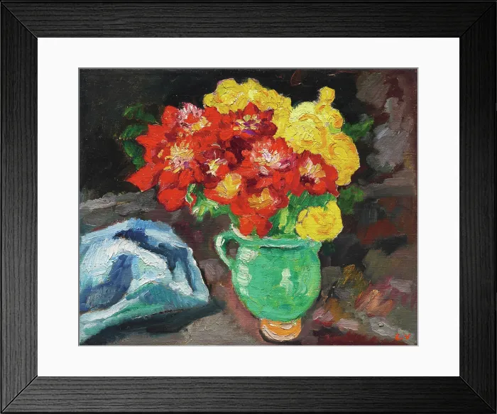 Framed Print : Green jug, yellow and red buttercups (Cruche verte, renoncules jaunes et rouges), 1911. Creator: Valtat, Louis (1869-1952) Framed Print : Green jug, yellow and red buttercups (Cruche verte, renoncules jaunes et rouges), 1911. Creator: Valtat, Louis (1869-1952)