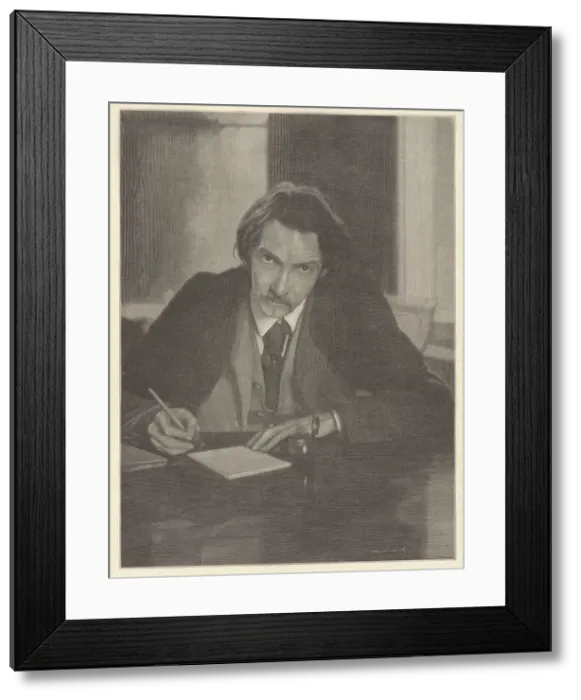 Framed Print : Portrait of Robert Louis Stevenson (1850-1894), 1909. Creator: Wolf, Henry (1852-1916) Framed Print : Portrait of Robert Louis Stevenson (1850-1894), 1909. Creator: Wolf, Henry (1852-1916)
