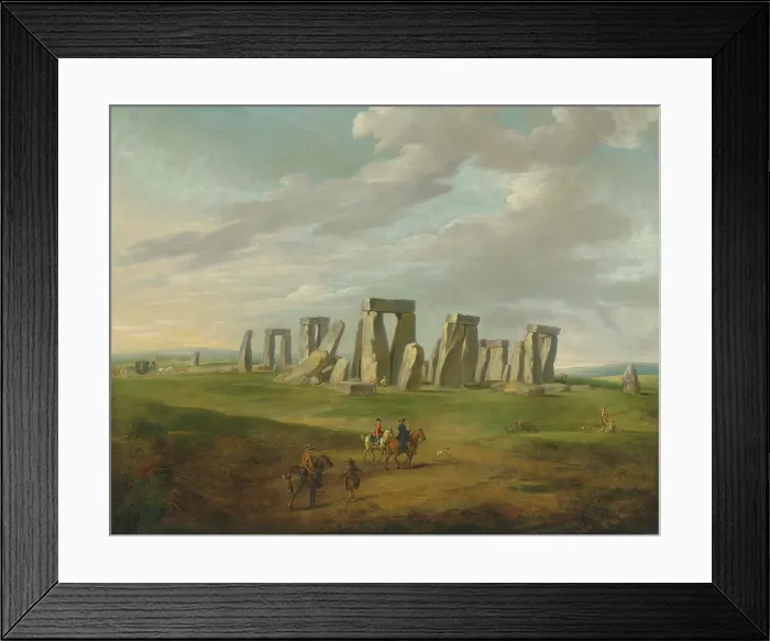 Framed Print : Stonehenge with a carriage and travellers on horseback, End of 18th-early 19th century. Creator: Ross, James (1745-1821)