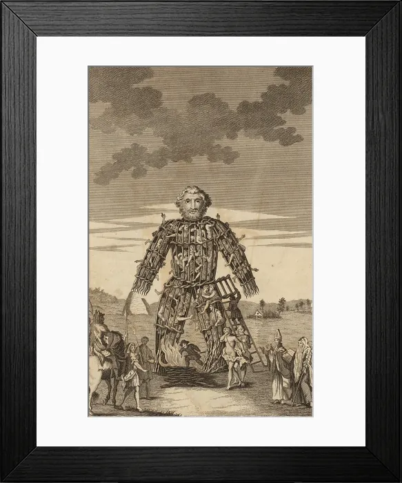 Framed Print : Wicker man, 1781. Creator: Anonymous Framed Print : Wicker man, 1781. Creator: Anonymous