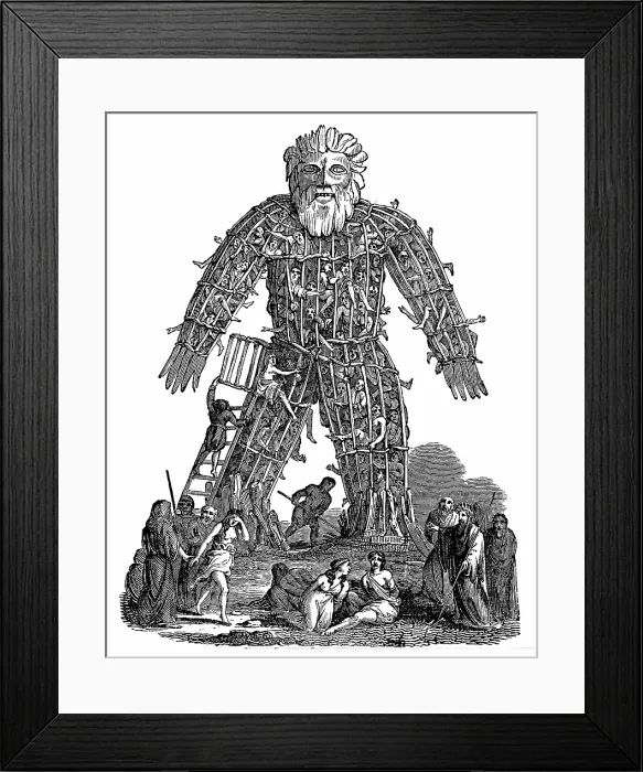 Framed Print : Wicker man, 1832. Creator: Anonymous Framed Print : Wicker man, 1832. Creator: Anonymous