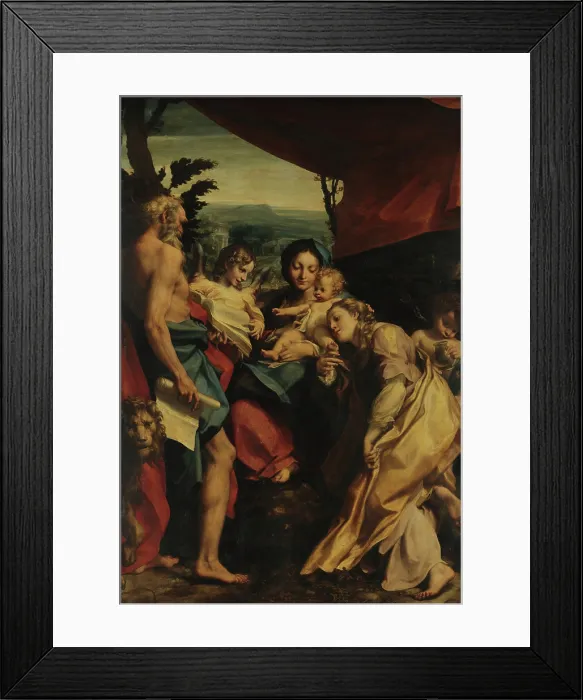 Framed Print : Madonna and Child with Saints Jerome and Mary Magdalen (The Day), c1528. Creator: Correggio (1489-1534) Framed Print : Madonna and Child with Saints Jerome and Mary Magdalen (The Day), c1528. Creator: Correggio (1489-1534)