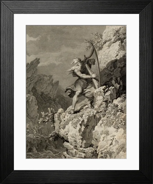 Framed Print : Welsh Druid playing the harp, 1781. Creator: Anonymous Framed Print : Welsh Druid playing the harp, 1781. Creator: Anonymous