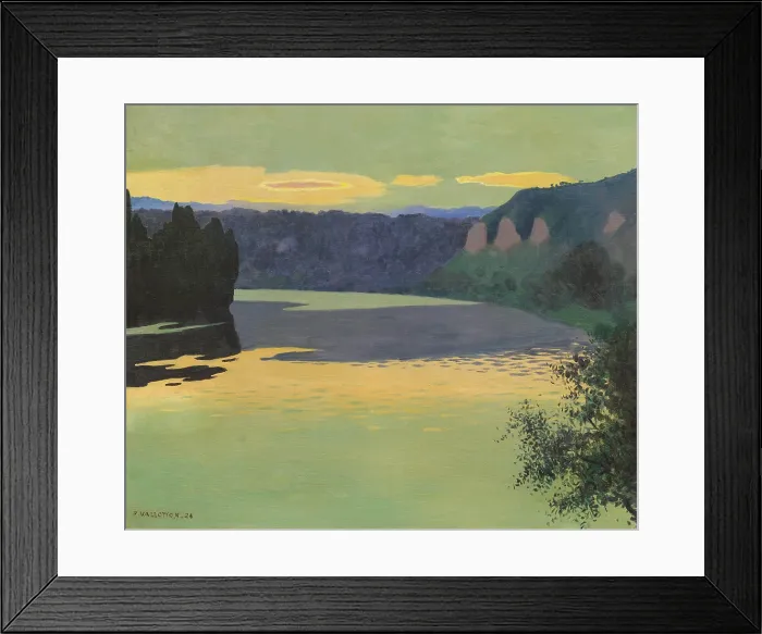 Framed Print : The Seine at Les Andelys, in the evening, 1924. Creator: Vallotton, Felix Edouard (1865-1925)