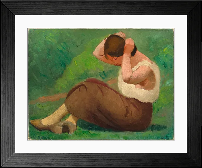 Framed Print : A sitting woman, c1920-1925. Creator: Gonzalez i Pellicer, Julio (1876-1942)