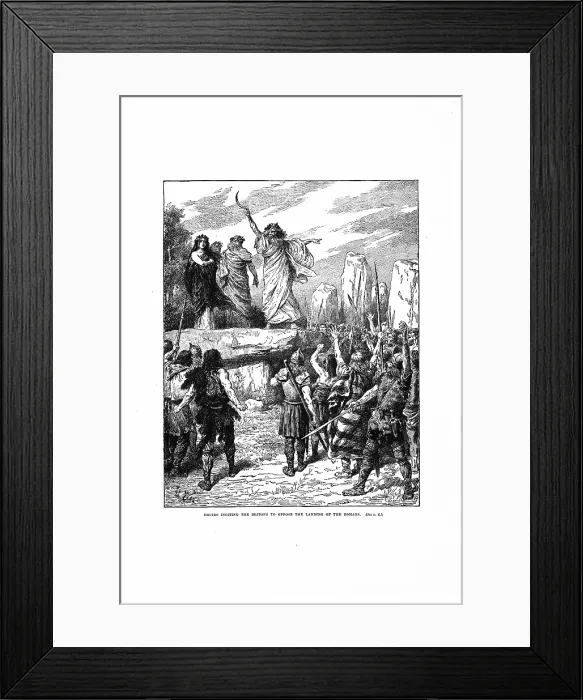 Framed Print : The Druids Inciting the Britons to Oppose the Landing of the Romans. Creator: Zier, Edouard Francois (1856-1924) Framed Print : The Druids Inciting the Britons to Oppose the Landing of the Romans. Creator: Zier, Edouard Francois (1856-1924)