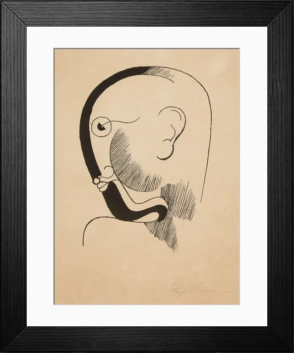 Framed Print : Head in profile with black contour, 1928. Creator: Schlemmer, Oskar (1888-1943)