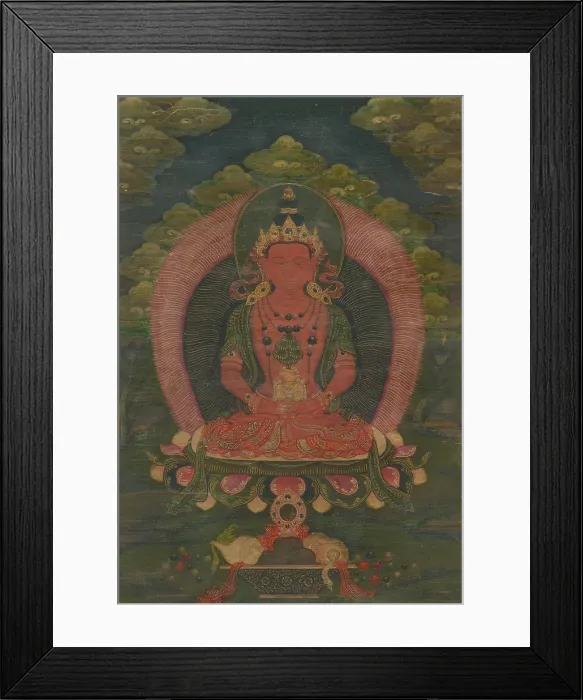 Framed Print : Thangka of Amitayus, 18th century. Creator: Tibetan culture Framed Print : Thangka of Amitayus, 18th century. Creator: Tibetan culture