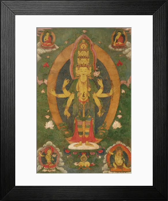 Framed Print : Thangka of the eleven-headed Avalokiteshvara, 19th century. Creator: Tibetan culture Framed Print : Thangka of the eleven-headed Avalokiteshvara, 19th century. Creator: Tibetan culture