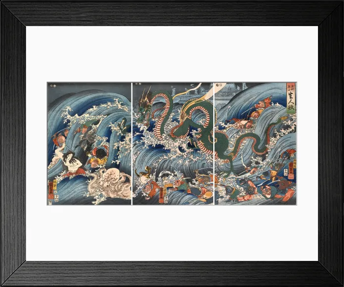 Framed Print : Ryugu Tamatori Hime no su (Recovering the Stolen Jewel from the Palace of the Dragon King), 1853. Creator: Kuniyoshi, Utagawa (1797-1861) Framed Print : Ryugu Tamatori Hime no su (Recovering the Stolen Jewel from the Palace of the Dragon King), 1853. Creator: Kuniyoshi, Utagawa (1797-1861)