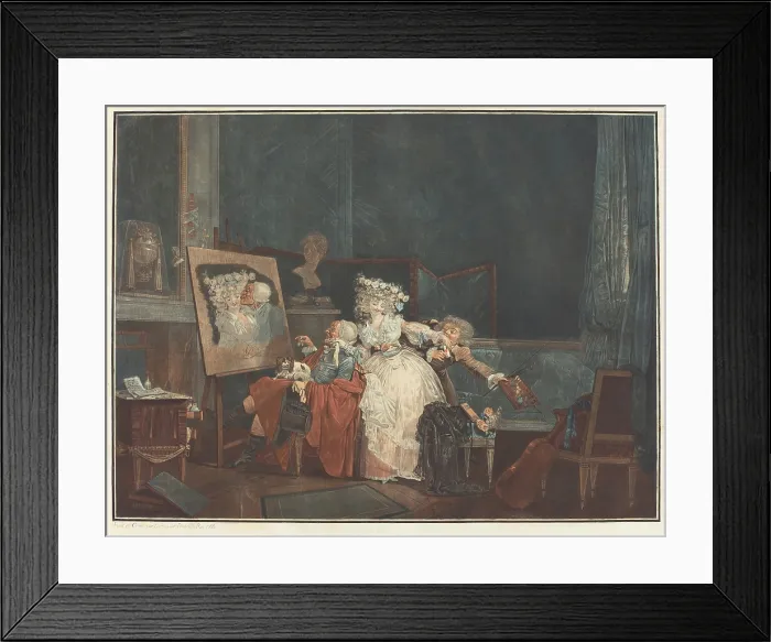 Framed Print : Les Deux Baisers (The Two Kisses), 1786. Creator: Debucourt, Philibert-Louis (1755-1832) Framed Print : Les Deux Baisers (The Two Kisses), 1786. Creator: Debucourt, Philibert-Louis (1755-1832)