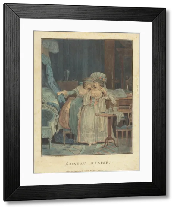 Framed Print : The revived bird (L'oiseau ranime), 1787. Creator: Debucourt, Philibert-Louis (1755-1832). The revived bird (L'oiseau ranime), 1787 Framed Print : The revived bird (L'oiseau ranime), 1787. Creator: Debucourt, Philibert-Louis (1755-1832). The revived bird (L'oiseau ranime), 1787