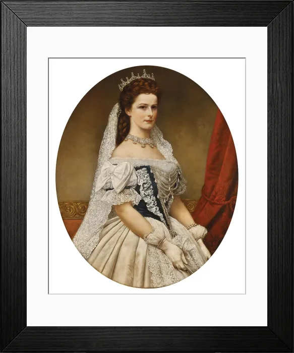 Framed Print : Portrait of Elisabeth of Bavaria in Hungarian coronation dress with the rose diadem, 1867. Creator: Raab, Georg Martin Ignaz (1821-1885) Framed Print : Portrait of Elisabeth of Bavaria in Hungarian coronation dress with the rose diadem, 1867. Creator: Raab, Georg Martin Ignaz (1821-1885)