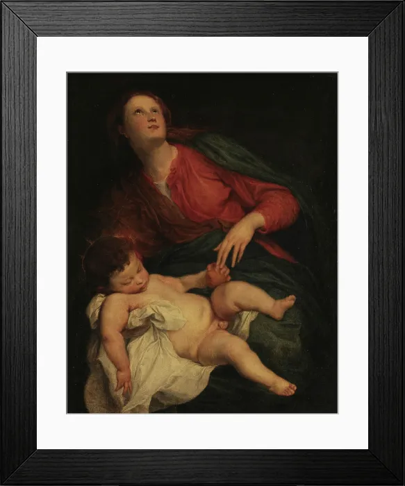 Framed Print : Mary with the Infant Jesus sleeping, c1627. Creator: Dyck, Sir Anthony van (1599-1641) Framed Print : Mary with the Infant Jesus sleeping, c1627. Creator: Dyck, Sir Anthony van (1599-1641)