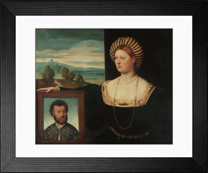 Framed Print : A Lady With a Portrait of Her Deceased Husband, 1525-1528. Creator: Licinio, Bernardino (ca. 1489-ca. 1565) Framed Print : A Lady With a Portrait of Her Deceased Husband, 1525-1528. Creator: Licinio, Bernardino (ca. 1489-ca. 1565)