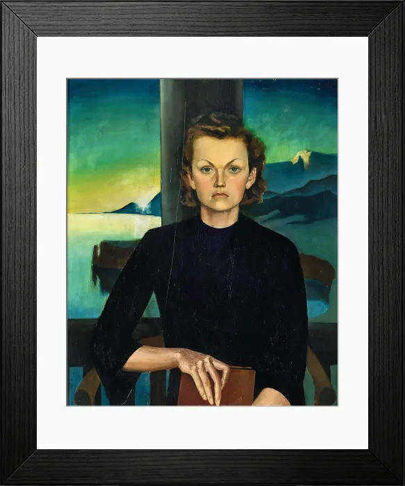 Framed Print : Portrait of a Lady in Front of a Lake Landscape, c1930. Creator: Reyl-Hanisch, Herbert von (1898-1937) Framed Print : Portrait of a Lady in Front of a Lake Landscape, c1930. Creator: Reyl-Hanisch, Herbert von (1898-1937)
