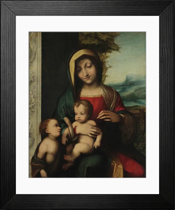 Framed Print : Madonna and Child with Saint John as a Boy (Madonna Bolognini), 1514-1519. Creator: Correggio (1489-1534) Framed Print : Madonna and Child with Saint John as a Boy (Madonna Bolognini), 1514-1519. Creator: Correggio (1489-1534)